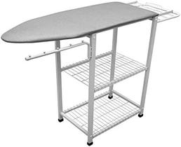 Mesa de Passar Roupas Multiuso Desmontável com Prateleiras Branco Metalizado Utilaço Mesa de Passar Roupas Multiuso Desmontável com Prateleiras Branco Metalizado Utilaço