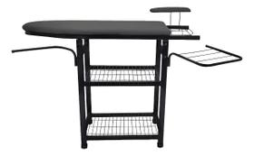 Mesa de Passar Roupas Multiuso Desmontável com Prateleiras Preto Metalizado Utilaço Mesa de Passar Roupas Multiuso Desmontável com Prateleiras Preto Metalizado Utilaço