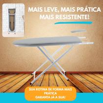 Mesa De Passar Taboa Passadeira Grande Dobrável Com Passa Mangas e Porta Ferro Tecido Metalizado Utilaço