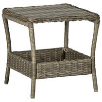 Mesa de pátio quadrada marrom em vime sintético com estrutura de aço vidaXL