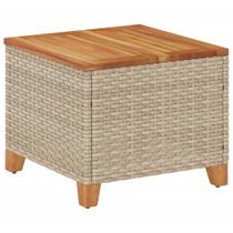 Mesa de pátio vidaXL bege/marrom, polirattan e madeira de acácia