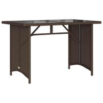 Mesa de pátio VidaXL Brown Poly Rattan com tampo de vidro 110x68x70cm