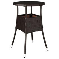 Mesa de pátio vidaXL de vidro temperado Poly Rattan Brown