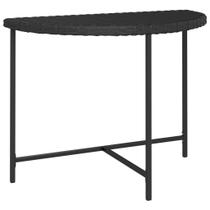 Mesa de pátio vidaXL Durable Black Poly Rattan com estrutura de aço Mesa de pátio vidaXL Durable Black Poly Rattan com estrutura de aço