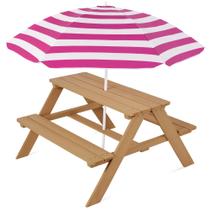 Mesa de picnic de madera para niños con sombrilla natural, la mejor opción