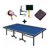 MESA DE PING PONG C/ RODAS MDF 25mm KLOPF 1008 + Kit Raquetes e Bolinhas 5055 + Suporte MASTER Com Rede 5034 + CAPA 7002