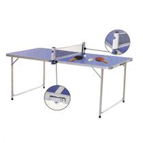 Mesa de Ping Pong Kit Completo Tênis Ajustável Estilo Dobrável 2 Raquetes 3 Bolinhas Rede 80x160cm Jogos Diversão Presente