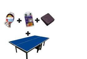 MESA DE PING PONG MDF 18mm Klopf 1084 C/ RODAS + Kit Raquetes e Bolinhas 5055 + Rede Jacaré 5034 + CAPA p/ Mesa Fechada