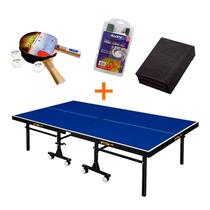 MESA DE PING PONG MDF 25mm KLOPF 1008 + KIT Raquetes e Bolinhas 5055 + Rede 5034 + Capa p/ Mesa Fechada