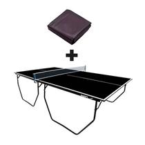 MESA DE PING PONG MDP 15mm 1087 KLOPF COR PRETA C/ RODAS, SUPORTE E REDE + Capa Para Mesa Aberta/Montada 7001