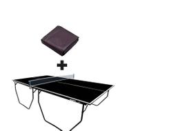MESA DE PING PONG OFICIAL MDP 15mm 1087 KLOPF COR PRETA C/ RODAS, SUPORTE E REDE + Capa Para Mesa Aberta