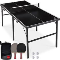 Mesa de pingue-pongue Best Choice Products, portátil, 6 x 3 pés, preta