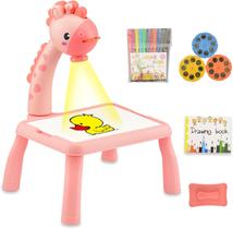 Mesa de Pintura de Desenho de Projetor de Led Infantil Girafinha (Rosa)