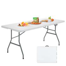 Mesa de piquenique dobrável Giantex 183cm portátil branca HDPE