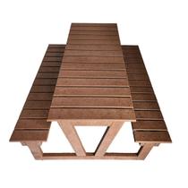 Mesa de Piquenique em Madeira Plástica Maciça Marrom Premium Resistente