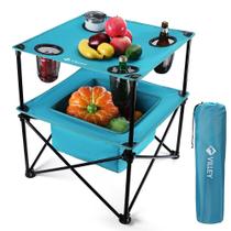 Mesa de piquenique portátil para acampamento VILLEY Lightweight com porta-copos