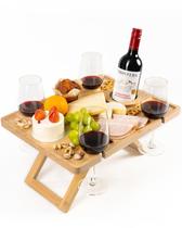 Mesa de Piquenique Portátil Piticco - Com Suporte para Taças de Vinho