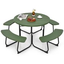 Mesa de piquenique redonda Tangkula 191 x 75 cm para 8 pessoas em HDPE Mesa de piquenique redonda Tangkula 191 x 75 cm para 8 pessoas em HDPE
