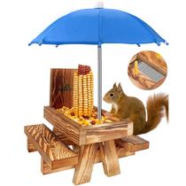 Mesa de piquenique Squirrel Feeder MIXIDEA com guarda-chuva de madeira