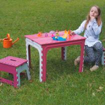 Mesa de Plástico Dobrável Infantil Turminha Rosa