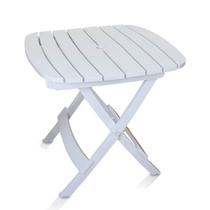 Mesa de Plástico Dobrável Quadrada Ripada Branca Diamantina Antares