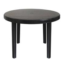Mesa de Plástico Redonda 94cm Preta Desmontável
