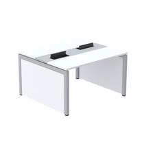 Mesa de Plataforma Dupla para 2 Pessoas Corporativa 130x140/2p Branco/Cinza - Pandin Móveis