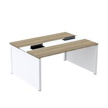 Mesa de Plataforma Dupla para 2 Pessoas Corporativa 140x140/2p Nogueira casbalanca/Cinza