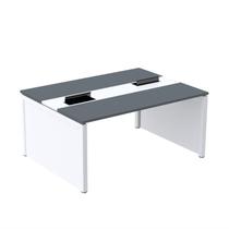 Mesa de Plataforma Dupla para 2 Pessoas Corporativa 140x140/2p Preto/Cinza - Pandin Móveis