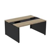 Mesa de Plataforma Dupla para 2 Pessoas Corporativa 150x140/2p Noce Naturllae/Preto - Pandin Móveis