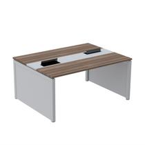 Mesa de Plataforma Dupla para 2 Pessoas Corporativa 150x140/2p Walnut/Branco - Pandin Móveis