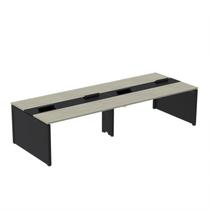 Mesa de Plataforma Dupla para 4 Pessoas Corporativa 130x140/4p Nogueira Casablanca/Preto - Pandin Móveis