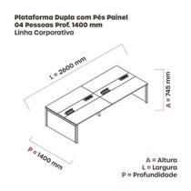 Mesa de Plataforma Dupla para 4 Pessoas Corporativa 130x140/4p Nogueira casblanca/Preto - Pandin Móveis