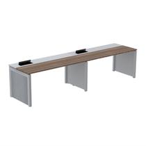 Mesa de Plataforma Simples para 2 Pessoas Corporativa 120x792/2p Pscpp120/792/2p Walnut/Cinza - Pandin Móveis