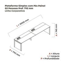 Mesa de Plataforma Simples para 2 Pessoas Corporativa 150x792/2p Pscpp150/792/2p Mesa de Plataforma Simples para 2 Pessoas Corporativa 150x792/2p Pscpp150/792/2p