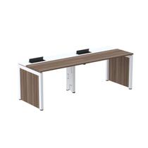 Mesa de Plataforma Simples para 2 Pessoas Corporativa 150x792/2p Pscpp150/792/2p Walnut/Branco - Pandin Móveis