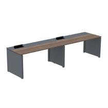 Mesa de Plataforma Simples para 2 Pessoas Corporativa 150x792/2p Pscpp150/792/2p Walnut/Grafito - Pandin Móveis