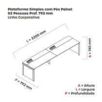 Mesa de Plataforma Simples para 2 Pessoas Corporativa 160x792/2P PSCPP160/792/2P Marrom/Walnut/Preto Mesa de Plataforma Simples para 2 Pessoas Corporativa 160x792/2P PSCPP160/792/2P Marrom/Walnut/Preto