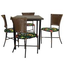 Mesa De Quatro Cadeira Gramado Argila Jogo De Jardim
