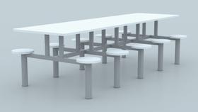 Mesa de Refeitório com 10 lugares Com Bancos Acoplados