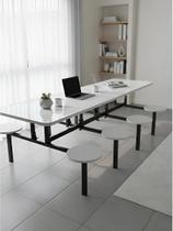 Mesa de Refeitório com 8 lugares Com bancos acoplados - DE ASTRO