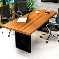 Mesa de Reunião 160x80cm Tampo Freijó Pés em Preto