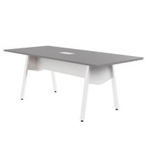 Mesa de Reunião 200cm para 8 Pessoas com Caixa de Tomadas Industrial Executive Cinza/Sagrado/Branco Mesa de Reunião 200cm para 8 Pessoas com Caixa de Tomadas Industrial Executive Cinza/Sagrado/Branco