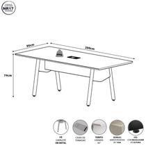 Mesa de Reunião 200cm para 8 Pessoas com Caixa de Tomadas Industrial Executive Cinza/Sagrado/Preto Mesa de Reunião 200cm para 8 Pessoas com Caixa de Tomadas Industrial Executive Cinza/Sagrado/Preto