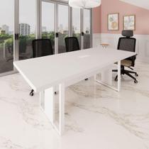 Mesa de Reunião 2,00m 1 Caixa de Tomada Pés Metal Quadro F5