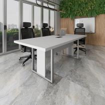 Mesa de Reunião 2,00m 1 Caixa de Tomada Pés Metal Quadro F5
