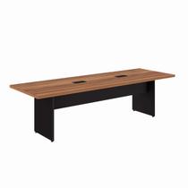 Mesa de Reunião 270cm com 2 Caixas de Tomada Connect Maxicasa Cor:Macadâmia/Branco Tx