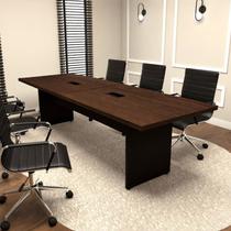 Mesa de Reunião 2,70m 8 Pessoas para Escritório com 2 Caixas de Tomadas Corporate F5 Marrom/Marsala/Preto Mesa de Reunião 2,70m 8 Pessoas para Escritório com 2 Caixas de Tomadas Corporate F5 Marrom/Marsala/Preto