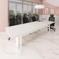 Mesa de Reunião 2,70m x 0,90m 2 CX de Tomadas Pés Metal F5