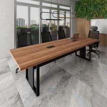 Mesa de Reunião 2,70m x 0,90m 2 CX de Tomadas Pés Metal F5